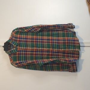 RALPH LAUREN Classic Fit Plaid Button-down shirt Sz L Green Blue Orange Flannel